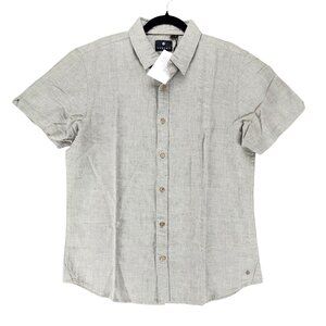 Vustra Shirt Mens Large Sage Green Linen Blend Short Sleeve Button Up *NWT*